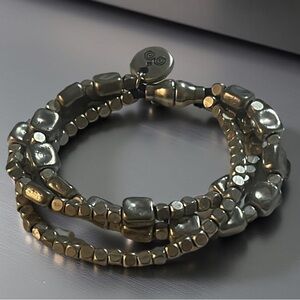 Trades Silver Pewter Multi Strand Beaded Bracelet